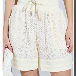 AKIRA Cream Lace High Waist Shorts